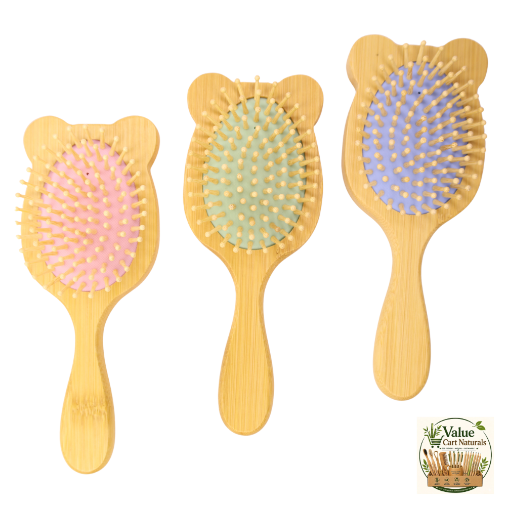 Eco-Friendly Bamboo Kitty Hair Brush for Kids & Toddlers – Gentle Scalp Wooden Bristle Comb - Image 3