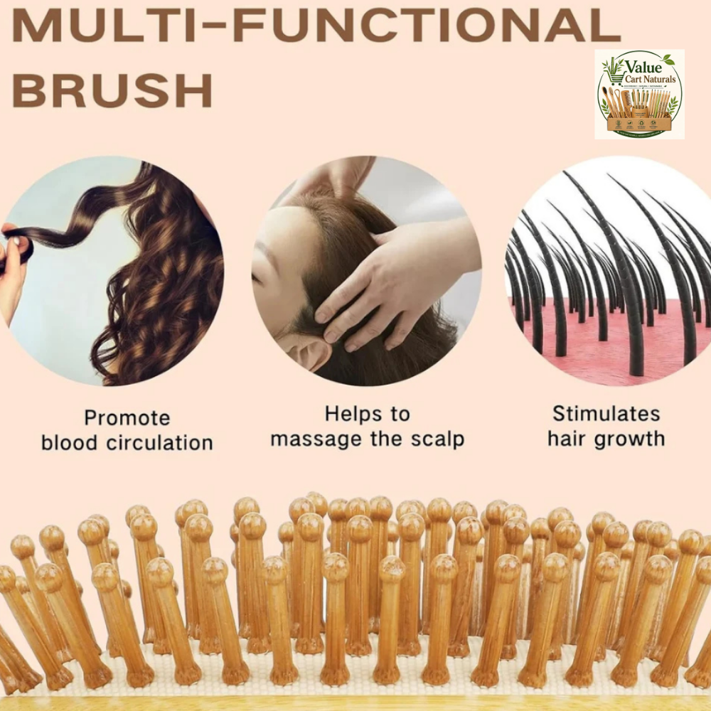 Eco-friendly wooden paddle hair brush angles