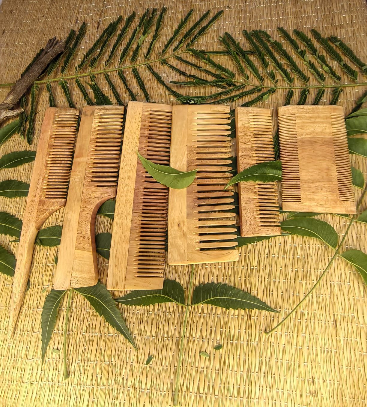 Pure Double Sided Neem Wood Comb (Fine & Micro Tooth) - Image 2
